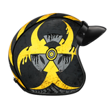 DOT Approved Daytona Cruiser Open Face Motorcycle Helmet - Men, Women & Youth - With Visor & Graphics - W/ Toxic