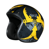 DOT Approved Daytona Cruiser Open Face Motorcycle Helmet - Men, Women & Youth - With Visor & Graphics - W/ Toxic