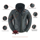 Evergreen Women's  Leather Motorcycle Jacket – Olive