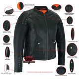 Women's Stylish Jacket with Grommet and Lacing Accents