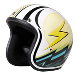 DOT Approved Daytona Cruiser Open Face Motorcycle Helmet - Men, Women & Youth - With Visor & Graphics - W/ Lightning