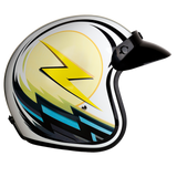 DOT Approved Daytona Cruiser Open Face Motorcycle Helmet - Men, Women & Youth - With Visor & Graphics - W/ Lightning