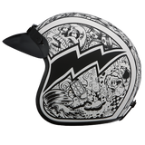 DOT Approved Daytona Cruiser Open Face Motorcycle Helmet - Men, Women & Youth - With Visor & Graphics - W/ Graffiti