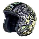 DOT Approved Daytona Cruiser Open Face Motorcycle Helmet - Men, Women & Youth - With Visor & Graphics - W/ Money