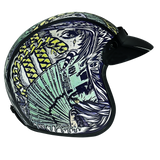DOT Approved Daytona Cruiser Open Face Motorcycle Helmet - Men, Women & Youth - With Visor & Graphics - W/ Money