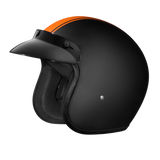 DOT Approved Daytona Cruiser Open Face Motorcycle Helmet - Men, Women & Youth - With Visor & Graphics - W/ Orange Pin Stripe