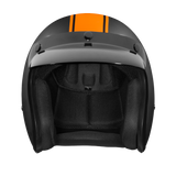 DOT Approved Daytona Cruiser Open Face Motorcycle Helmet - Men, Women & Youth - With Visor & Graphics - W/ Orange Pin Stripe