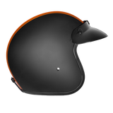 DOT Approved Daytona Cruiser Open Face Motorcycle Helmet - Men, Women & Youth - With Visor & Graphics - W/ Orange Pin Stripe