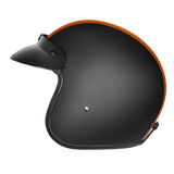 DOT Approved Daytona Cruiser Open Face Motorcycle Helmet - Men, Women & Youth - With Visor & Graphics - W/ Orange Pin Stripe