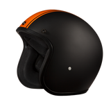DOT Approved Daytona Cruiser Open Face Motorcycle Helmet - Men, Women & Youth - With Visor & Graphics - W/ Orange Pin Stripe