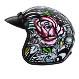 DOT Approved Daytona Cruiser Open Face Motorcycle Helmet - Men, Women & Youth - With Visor & Graphics - W/ Tribal