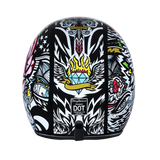DOT Approved Daytona Cruiser Open Face Motorcycle Helmet - Men, Women & Youth - With Visor & Graphics - W/ Tribal
