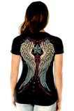 Liberty Wear Women's Vintage Wings & Stars V-Neck Top