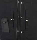 Men's Upgraded Rough Rub-Off Denim Motorcycle Vest w/Leather Trim