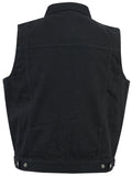 Snap Front Men's Denim Motorcycle Vest  - Black