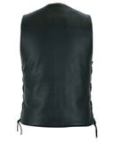 Hawk Men's Classic Black Leather Motorcycle Vest