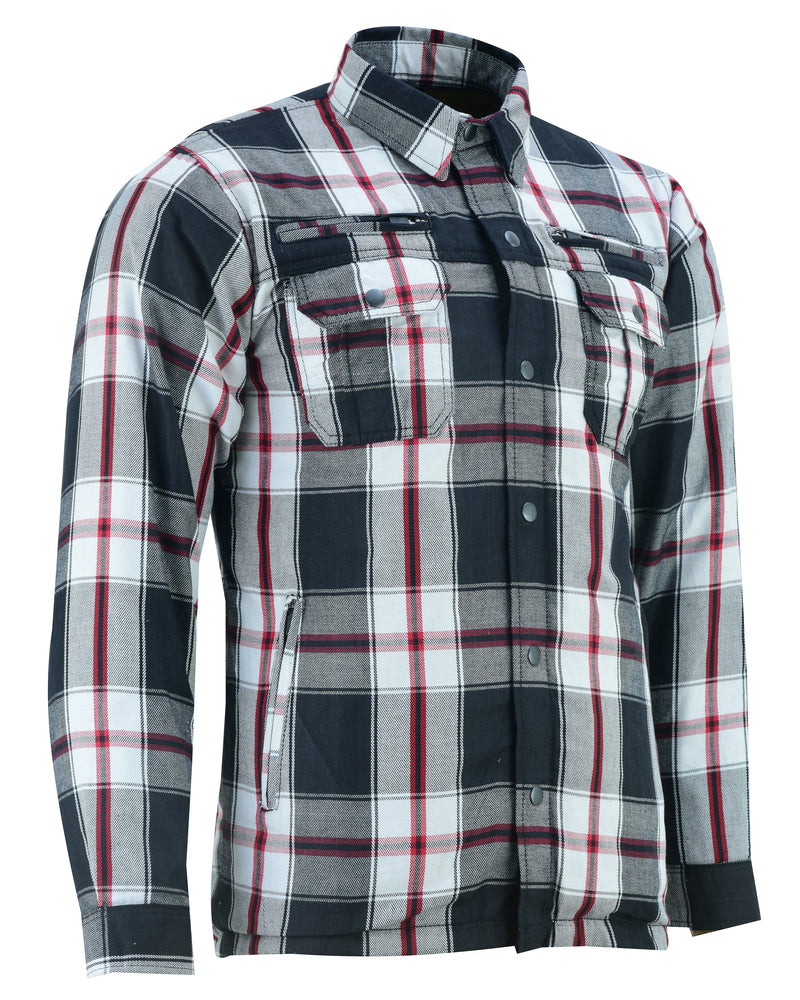 Armored Flannel Shirt - Black, White & Red – Route 32 Riding Gear