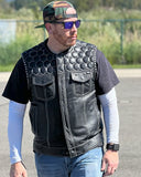Hornet Perforated Men's Club Style Leather Vest