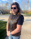 Finish Line - Orange Checker - Men's Motorcycle Leather Vest