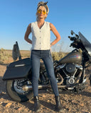 Beryl - Women's Motorcycle Leather Vest - White