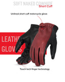 2 Tone Roper Men's Motorcycle Leather Gloves
