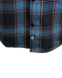 The "Redemption" Flannel - Teal, Black & Gray (Hidden Snap Collar)