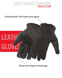 2 Tone Roper Men's Motorcycle Leather Gloves