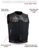 49/51 - No Collar Men's Leather/Canvas Motorcycle Vest