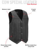 Gun Runner Men's Motorcycle Western Style Leather Vest
