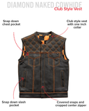 Finish Line - Orange Checker - Men's Motorcycle Leather Vest