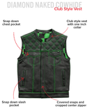 Finish Line - Green Checker - Men's Motorcycle Leather Vest