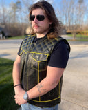 Finish Line - Gold Checker - Men's Motorcycle Leather Vest