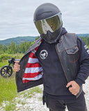 Born Free Men's Leather Motorcycle Leather Vest - Red Stitch