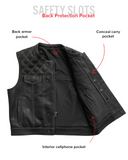 Upside Perforated Men's Club Style Leather Vest