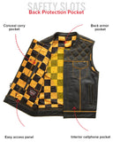 Finish Line - Gold Checker - Men's Motorcycle Leather Vest