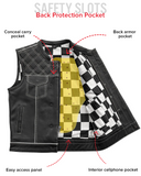 Finish Line - White Checker - Men's Motorcycle Leather Vest