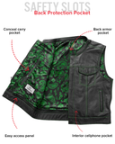 The Club Cut Men's Motorcycle Leather Vest, Multiple Color Options