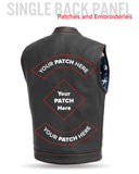 Born Free Men's Leather Motorcycle Leather Vest - Red Stitch