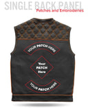 Finish Line - Orange Checker - Men's Motorcycle Leather Vest