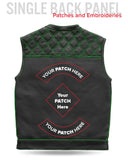 Finish Line - Green Checker - Men's Motorcycle Leather Vest