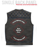 Finish Line - Blue Checker - Men's Motorcycle Leather Vest
