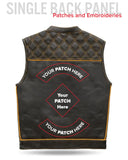 Finish Line - Gold Checker - Men's Motorcycle Leather Vest
