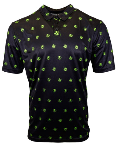 Clover Skull Patterned Performance Polo