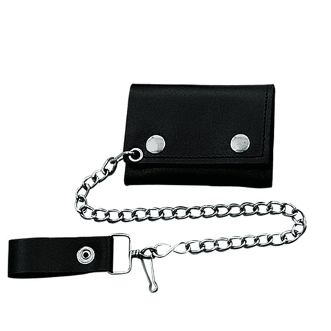 Mini Black Trifold Biker Chain Wallet