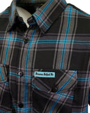 The "Redemption" Flannel - Teal, Black & Gray (Hidden Snap Collar)