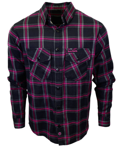 The "Warrior" Black & Pink Flannel (Hidden Snap Collars)
