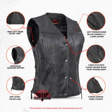 Women's Gray Single Back Panel Concealed Carry Vest