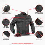 Full Hand Black Leather Motorcycle Jacket