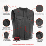 Men's Drop Zone Leather Motorcycle Vest – Black