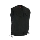 Men's Upgraded All-Black Denim Motorcycle Vest – Smart Access Pockets
